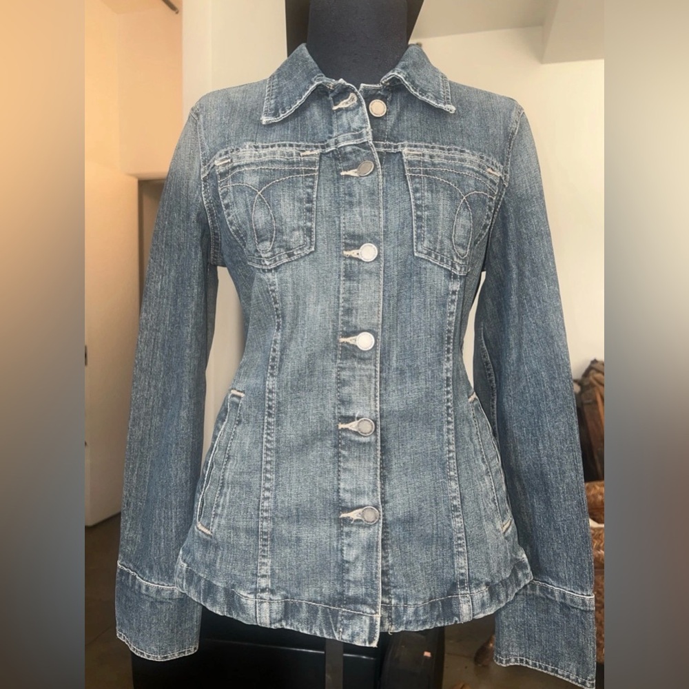 Calvin Klein Denim Stretch Fitted Jacket Small Excellent